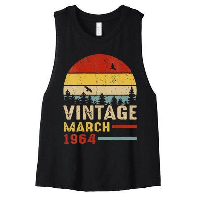 Womens 57 Years Old Retro Birthday Gift Vintage March 1964 Women's Racerback Cropped Tank