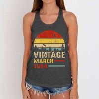 Womens 57 Years Old Retro Birthday Gift Vintage March 1964 Women's Knotted Racerback Tank