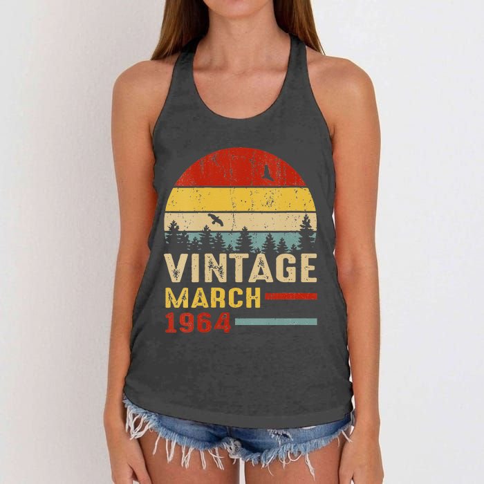 Womens 57 Years Old Retro Birthday Gift Vintage March 1964 Women's Knotted Racerback Tank