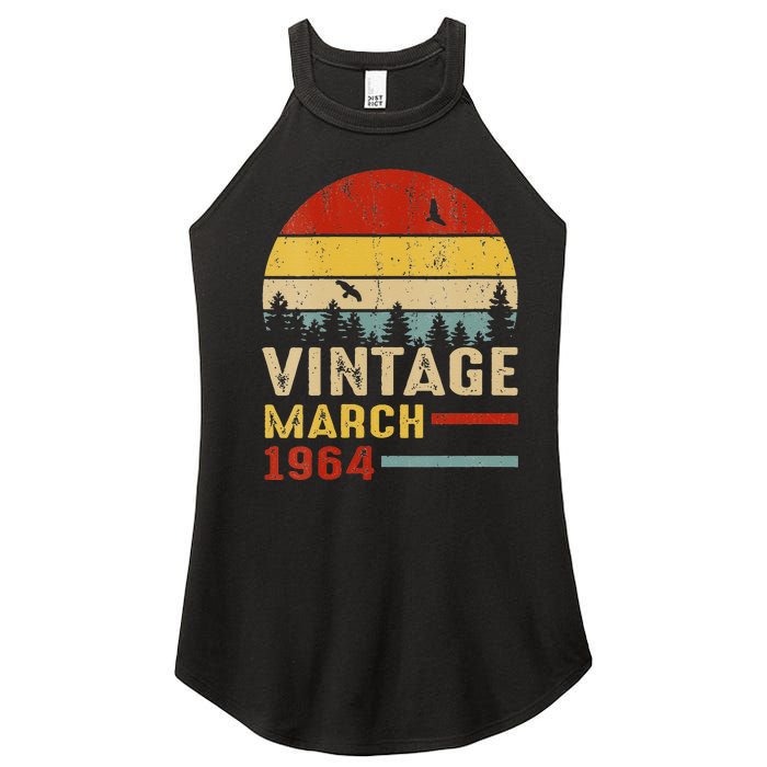 Womens 57 Years Old Retro Birthday Gift Vintage March 1964 Women’s Perfect Tri Rocker Tank