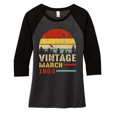 Womens 57 Years Old Retro Birthday Gift Vintage March 1964 Women's Tri-Blend 3/4-Sleeve Raglan Shirt