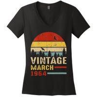 Womens 57 Years Old Retro Birthday Gift Vintage March 1964 Women's V-Neck T-Shirt