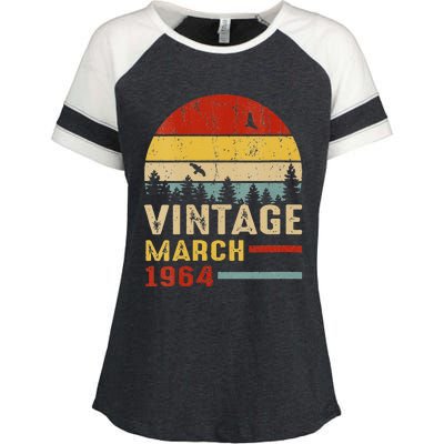 Womens 57 Years Old Retro Birthday Gift Vintage March 1964 Enza Ladies Jersey Colorblock Tee