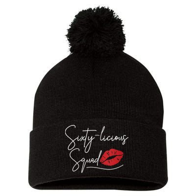 WoM.e.ns 60th Birthday, Sixty-licious Squad V-Neck Pom Pom 12in Knit Beanie