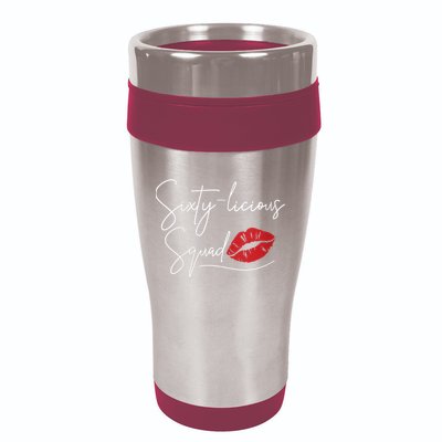 WoM.e.ns 60th Birthday, Sixty-licious Squad V-Neck 16oz Travel Tumbler