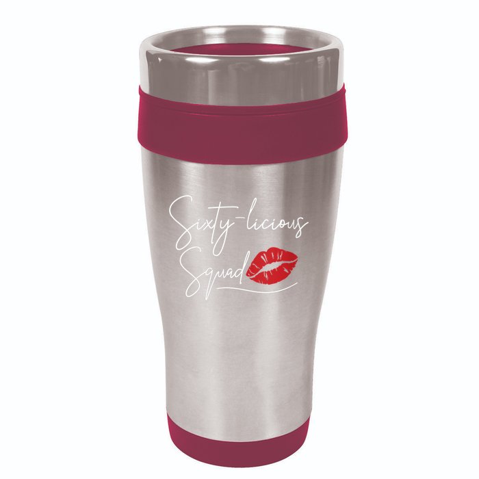 WoM.e.ns 60th Birthday, Sixty-licious Squad V-Neck 16oz Travel Tumbler