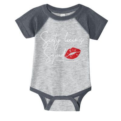 WoM.e.ns 60th Birthday, Sixty-licious Squad V-Neck Infant Baby Jersey Bodysuit