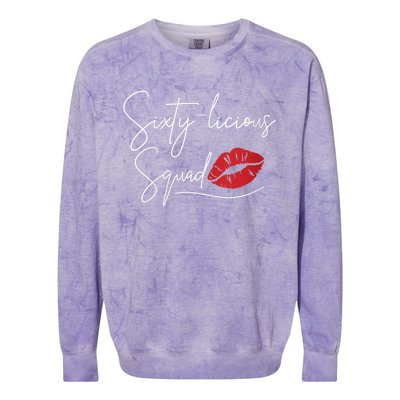 Wo 60th Birthday, Sixty-licious Squad Colorblast Crewneck Sweatshirt