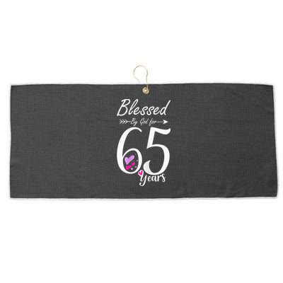 Wo 65th Birthday Tee Gift and Blessed for 65 Years Birthday Large Microfiber Waffle Golf Towel