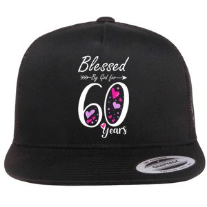 WoM.e.ns 60th Birthday Tee Gift and Blessed for 60 Years Birthday Flat Bill Trucker Hat