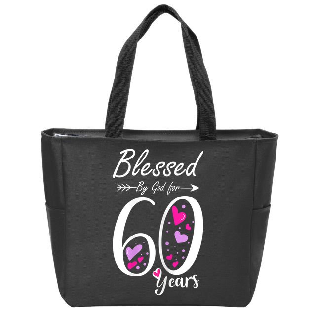 WoM.e.ns 60th Birthday Tee Gift and Blessed for 60 Years Birthday Zip Tote Bag