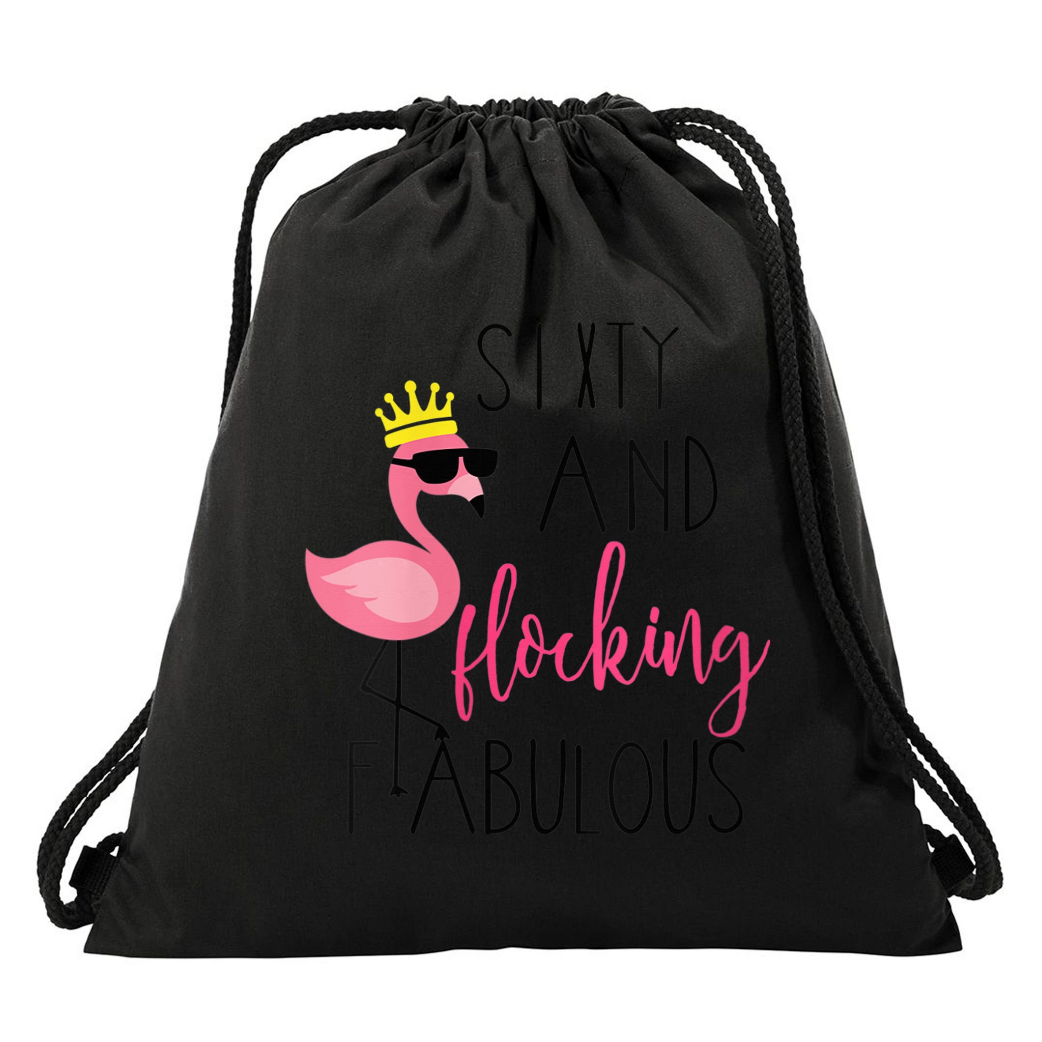 Wo 60th Birthday Gift Flamingo Fabulous Drawstring Bag