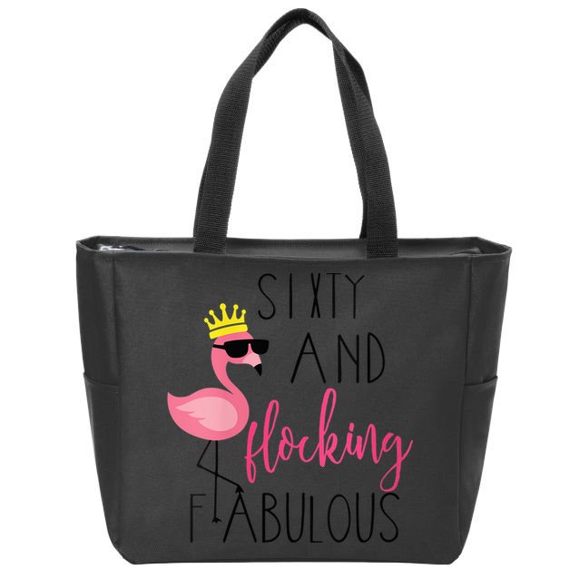 Wo 60th Birthday Gift Flamingo Fabulous Zip Tote Bag