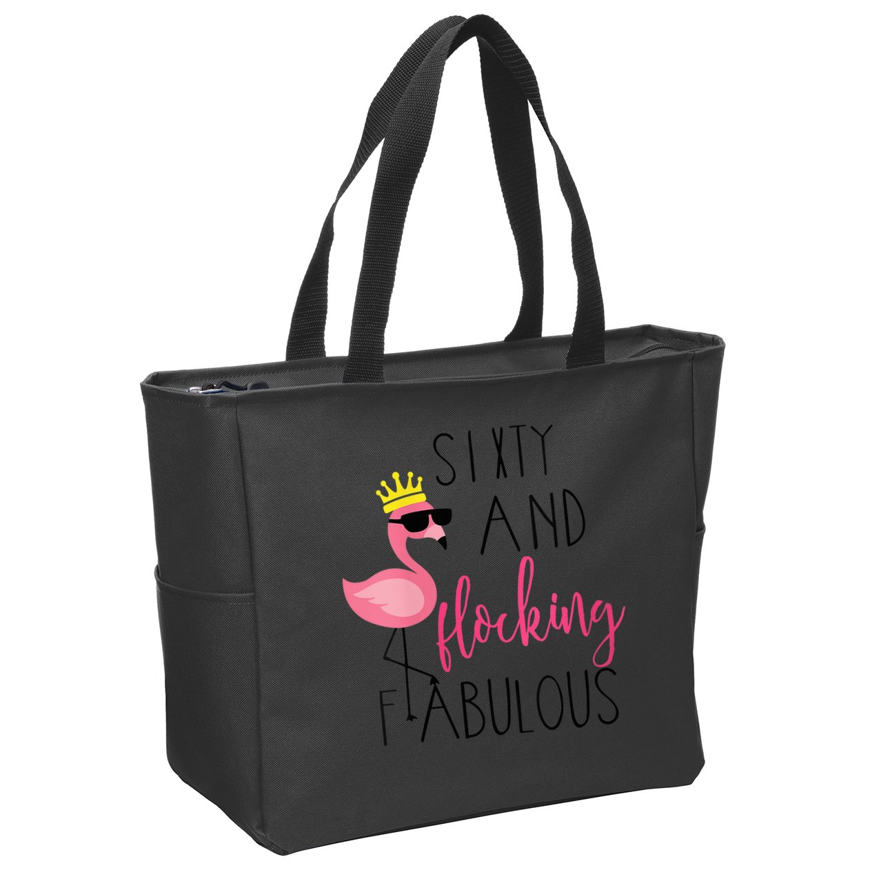 Wo 60th Birthday Gift Flamingo Fabulous Zip Tote Bag