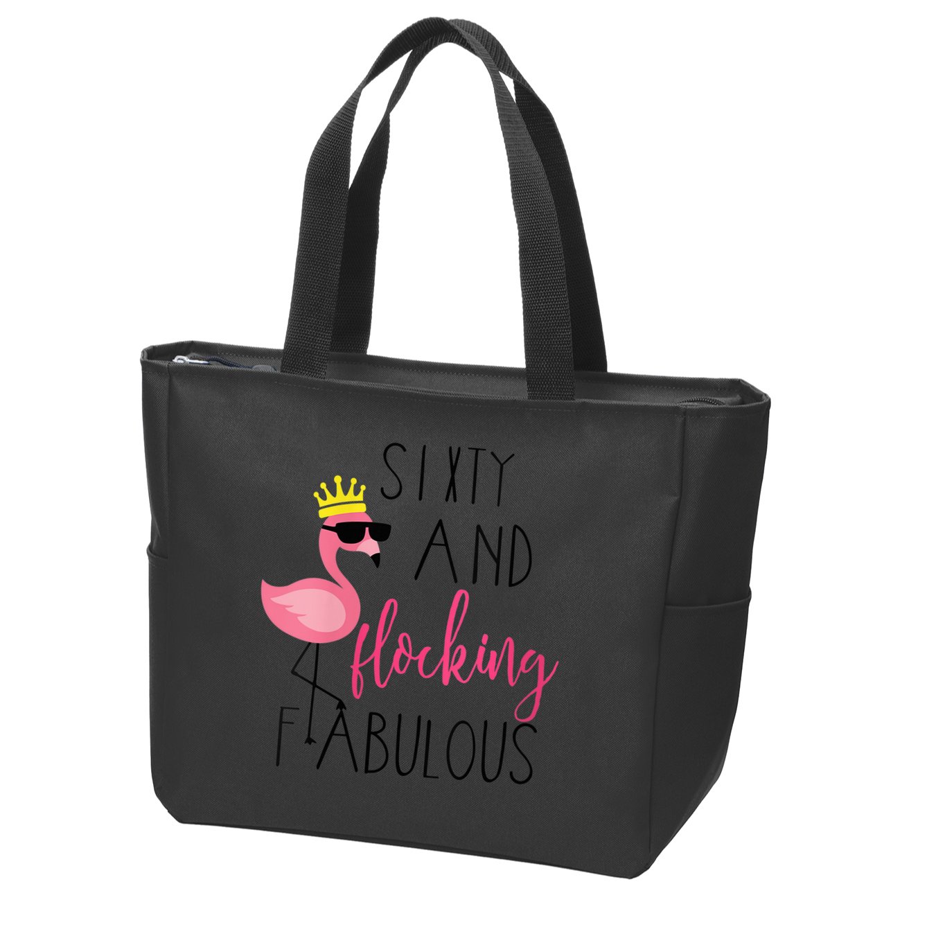 Wo 60th Birthday Gift Flamingo Fabulous Zip Tote Bag