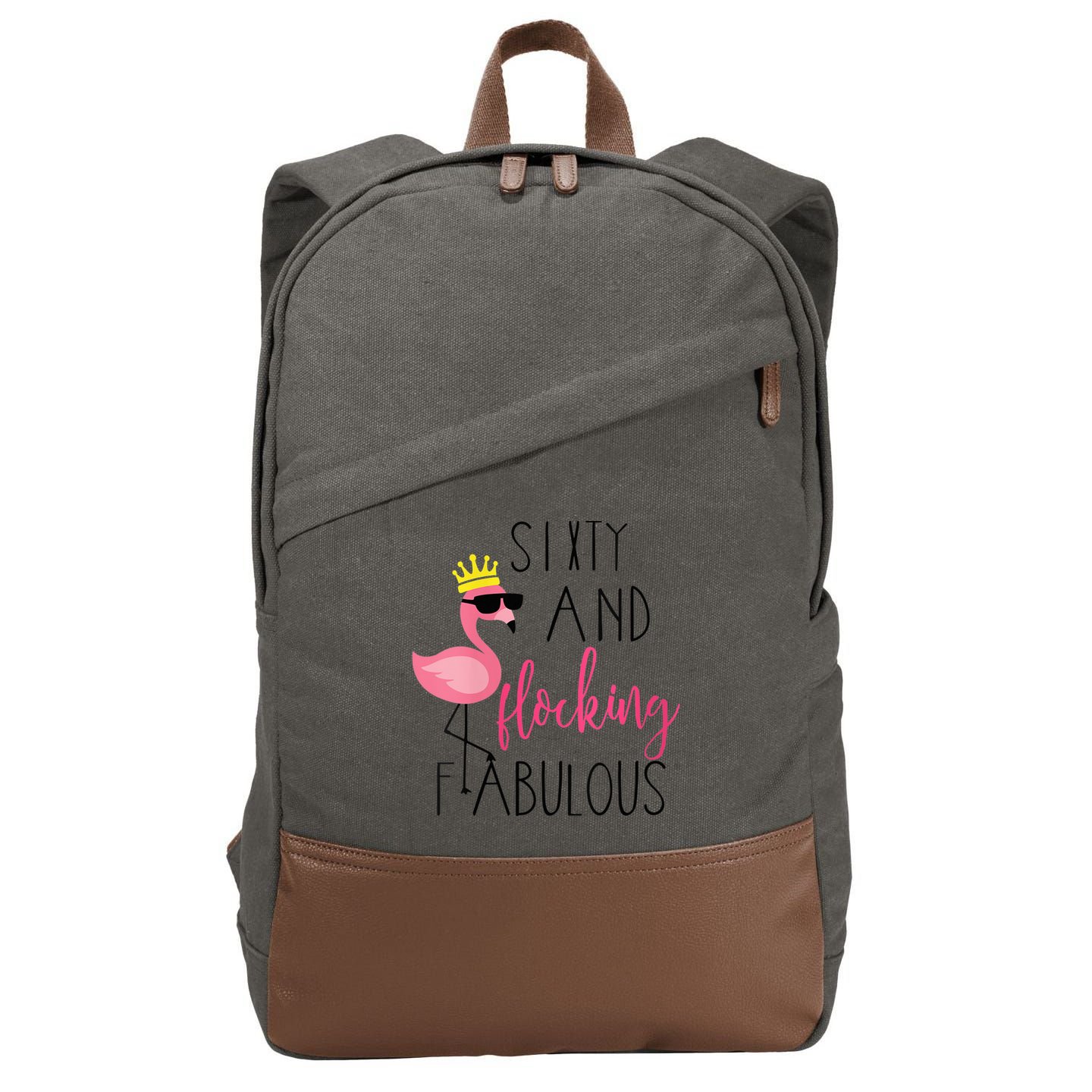 Wo 60th Birthday Gift Flamingo Fabulous Cotton Canvas Backpack