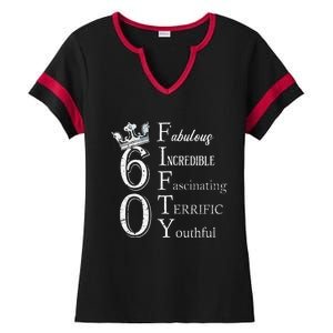 Womens 60 Fabulous 60th Birthday Queen 60 Years Old Bday Women Ladies Halftime Notch Neck Tee