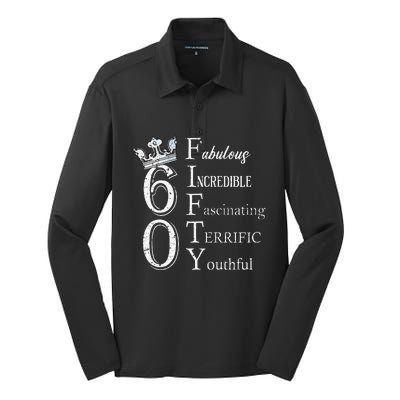 Womens 60 Fabulous 60th Birthday Queen 60 Years Old Bday Women Silk Touch Performance Long Sleeve Polo