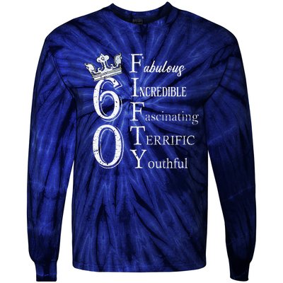 Womens 60 Fabulous 60th Birthday Queen 60 Years Old Bday Women Tie-Dye Long Sleeve Shirt