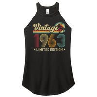 WoM.e.ns 60 Year Old Vintage 1963 60th Birthday Gifts for WoM.e.n M.e.n V-Neck Women’s Perfect Tri Rocker Tank