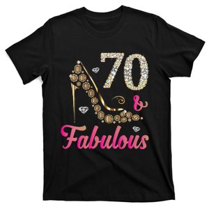 Womens 70 And Fabulous Funny 70th Birthday Cute Gift Beautiful Fun T-Shirt