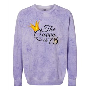 Wo 75th Birthday Present Gifts Ideas For Grandma Mom The Queen Is 75 Colorblast Crewneck Sweatshirt