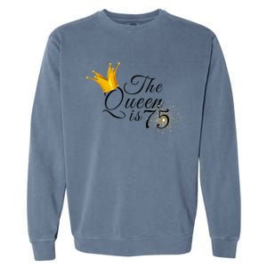 Wo 75th Birthday Present Gifts Ideas For Grandma Mom The Queen Is 75 Garment-Dyed Sweatshirt