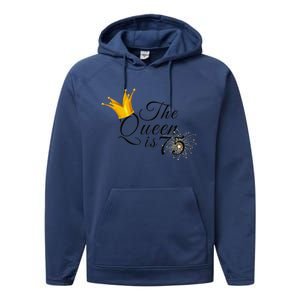 Wo 75th Birthday Present Gifts Ideas For Grandma Mom The Queen Is 75 Performance Fleece Hoodie