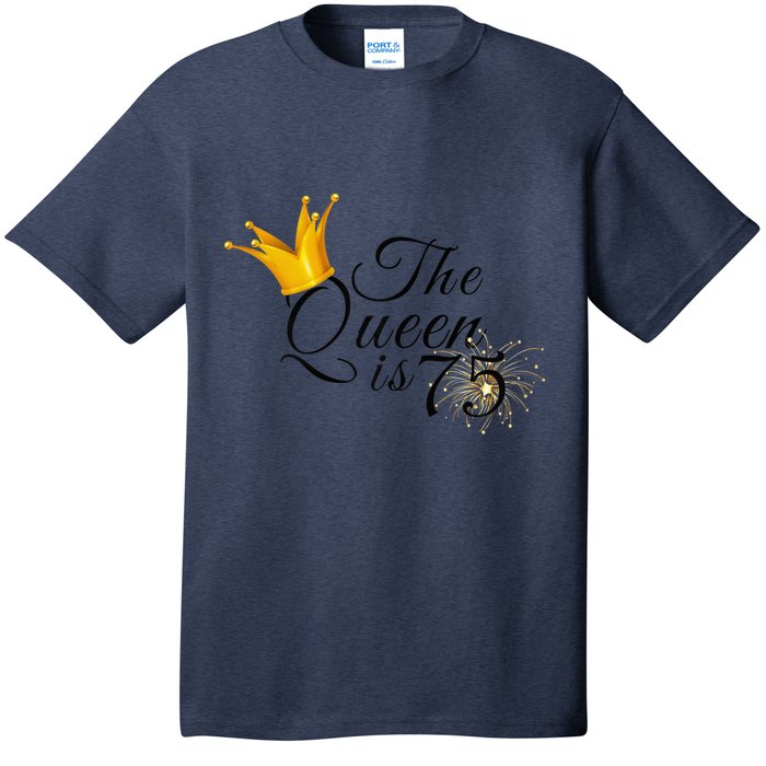 Wo 75th Birthday Present Gifts Ideas For Grandma Mom The Queen Is 75 T-Shirt