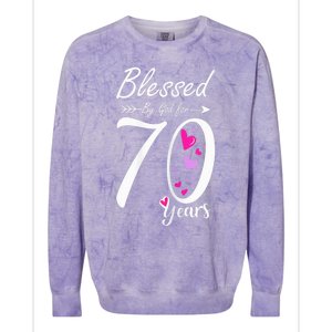 Wo 70th Birthday Tee Gift and Blessed for 70 Years Birthday Colorblast Crewneck Sweatshirt