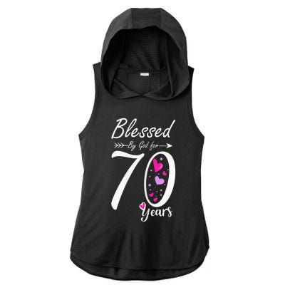 Wo 70th Birthday Tee Gift and Blessed for 70 Years Birthday Ladies PosiCharge Tri-Blend Wicking Draft Hoodie Tank