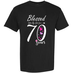 Wo 70th Birthday Tee Gift and Blessed for 70 Years Birthday Garment-Dyed Heavyweight T-Shirt