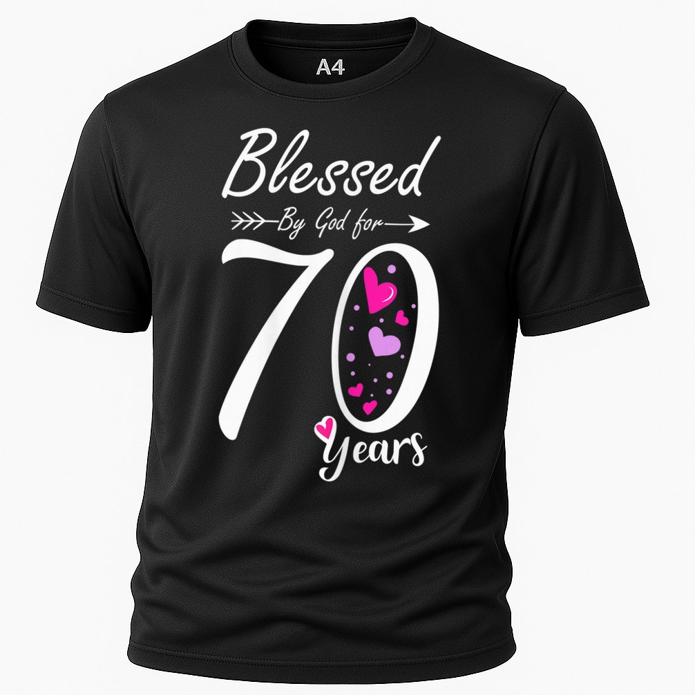 Wo 70th Birthday Tee Gift and Blessed for 70 Years Birthday Cooling Performance Crew T-Shirt
