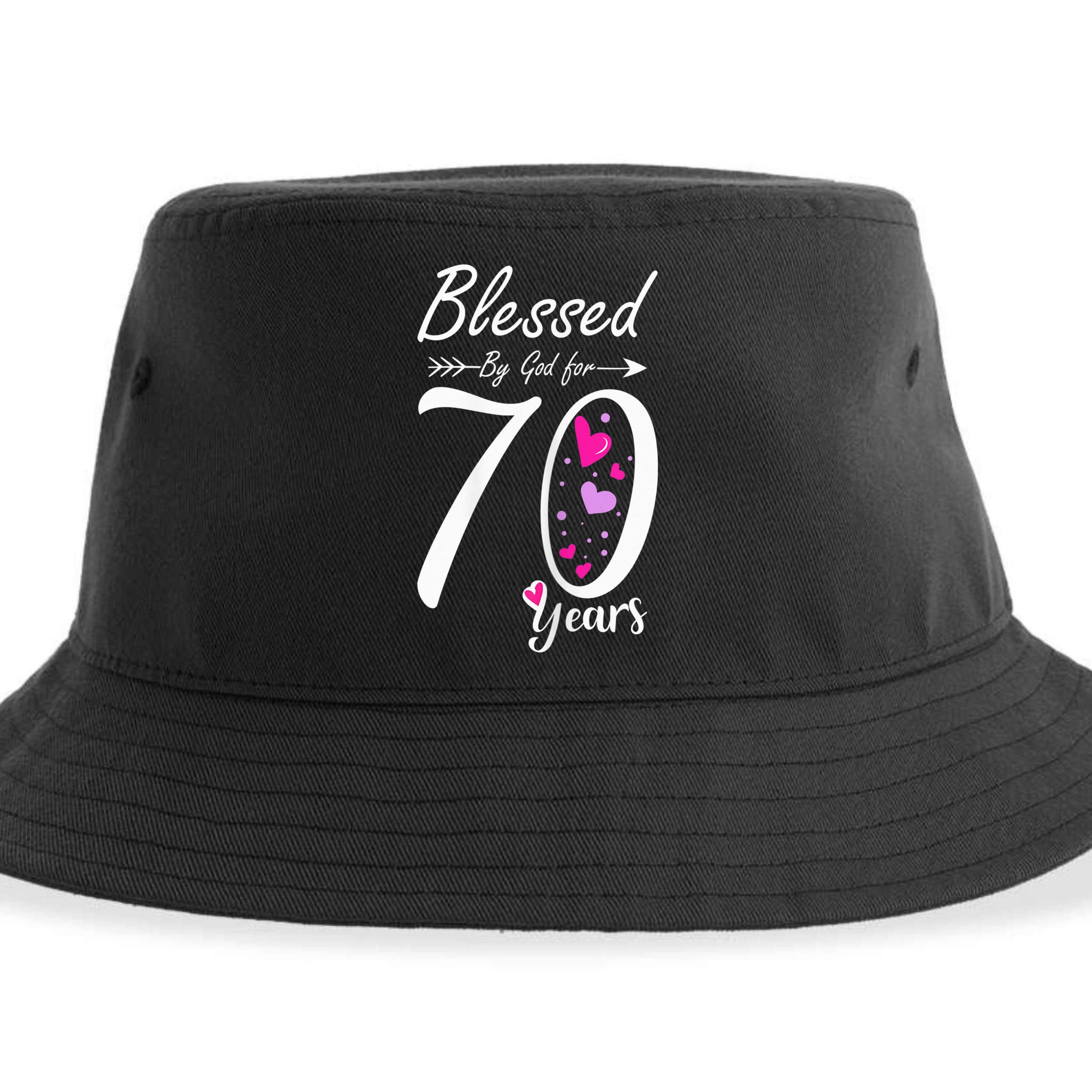 Wo 70th Birthday Tee Gift and Blessed for 70 Years Birthday Sustainable Bucket Hat