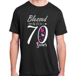 Wo 70th Birthday Tee Gift and Blessed for 70 Years Birthday Adult ChromaSoft Performance T-Shirt