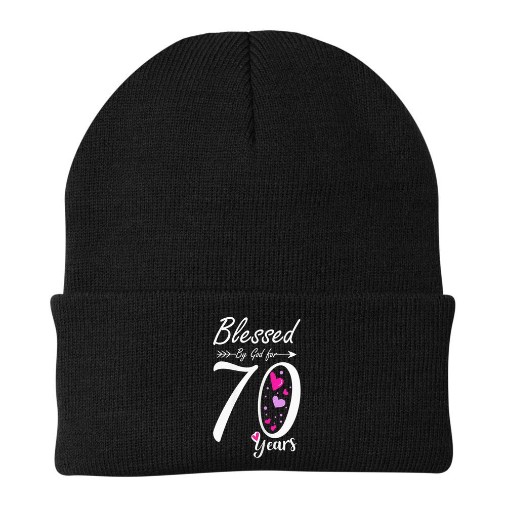Wo 70th Birthday Tee Gift and Blessed for 70 Years Birthday Beanie