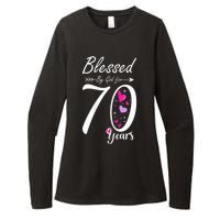 Wo 70th Birthday Tee Gift and Blessed for 70 Years Birthday Womens CVC Long Sleeve Shirt