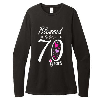 Wo 70th Birthday Tee Gift and Blessed for 70 Years Birthday Womens CVC Long Sleeve Shirt