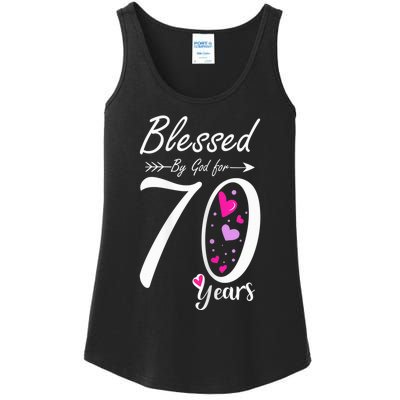 Wo 70th Birthday Tee Gift and Blessed for 70 Years Birthday Ladies Essential Tank