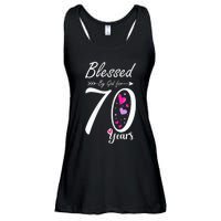 Wo 70th Birthday Tee Gift and Blessed for 70 Years Birthday Ladies Essential Flowy Tank