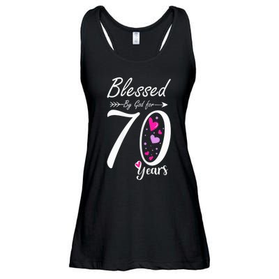 Wo 70th Birthday Tee Gift and Blessed for 70 Years Birthday Ladies Essential Flowy Tank