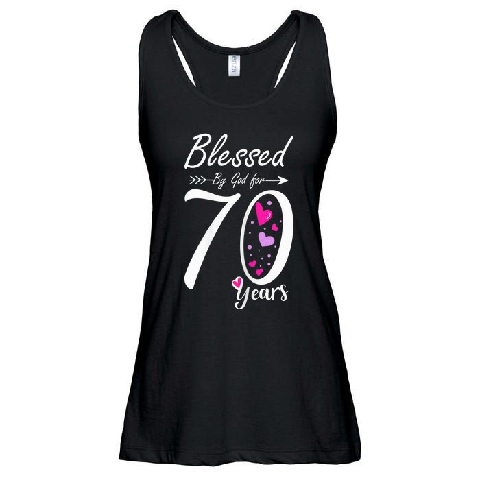 Wo 70th Birthday Tee Gift and Blessed for 70 Years Birthday Ladies Essential Flowy Tank