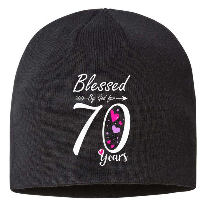 Wo 70th Birthday Tee Gift and Blessed for 70 Years Birthday Sustainable Beanie