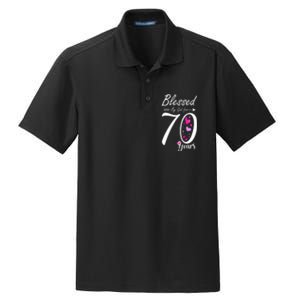 Wo 70th Birthday Tee Gift and Blessed for 70 Years Birthday Dry Zone Grid Polo