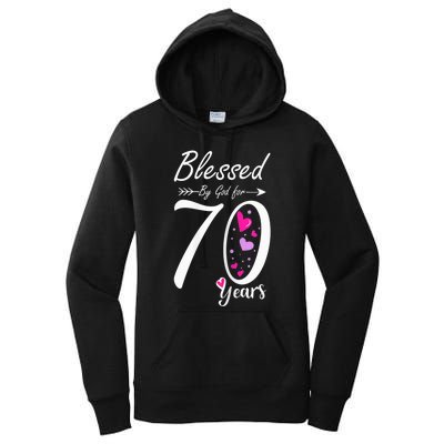 Wo 70th Birthday Tee Gift and Blessed for 70 Years Birthday Women's Pullover Hoodie