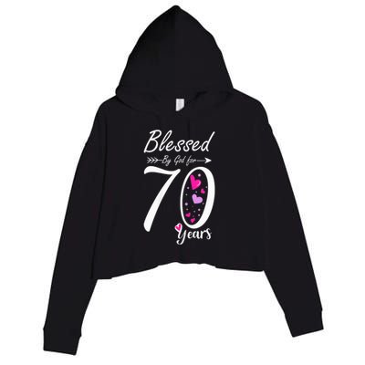 Wo 70th Birthday Tee Gift and Blessed for 70 Years Birthday Crop Fleece Hoodie