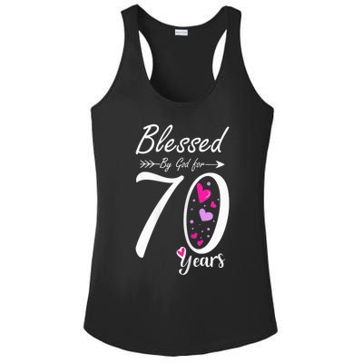 Wo 70th Birthday Tee Gift and Blessed for 70 Years Birthday Ladies PosiCharge Competitor Racerback Tank