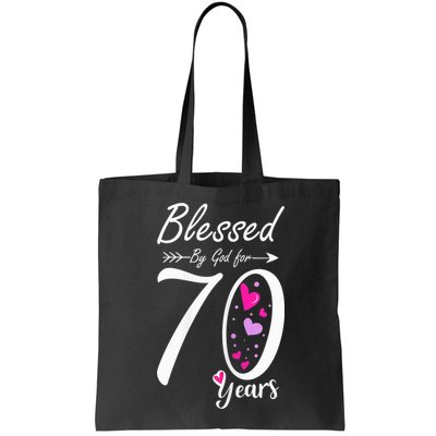 Wo 70th Birthday Tee Gift and Blessed for 70 Years Birthday Bag