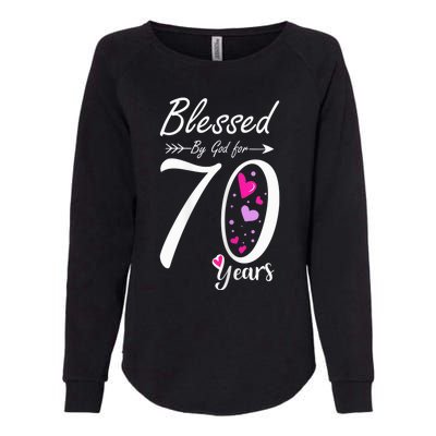 Wo 70th Birthday Tee Gift and Blessed for 70 Years Birthday Womens California Wash Sweatshirt