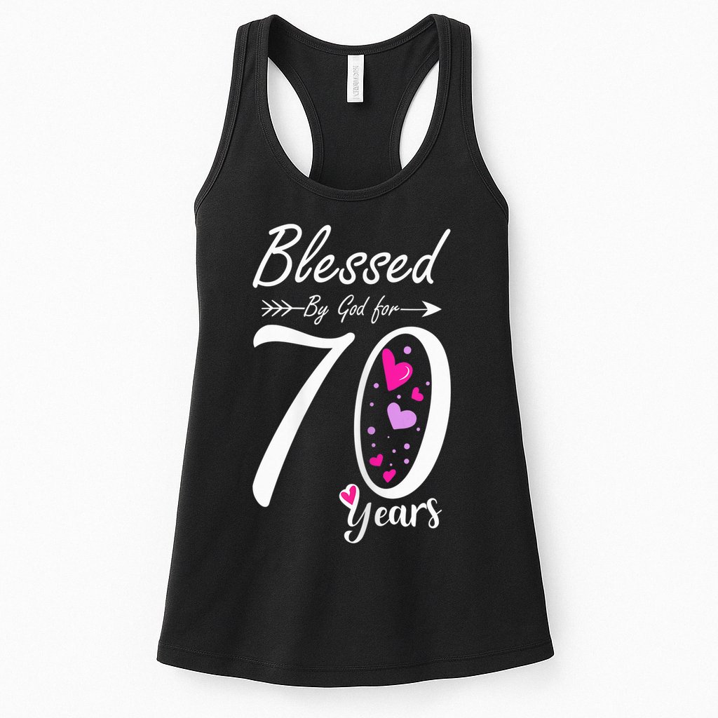 Wo 70th Birthday Tee Gift and Blessed for 70 Years Birthday Womens Tank Top